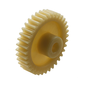Spur gear made of acetal resin die-cast with hub module 0.7 24 teeth tooth width 6mm outside diameter 18.2mm 